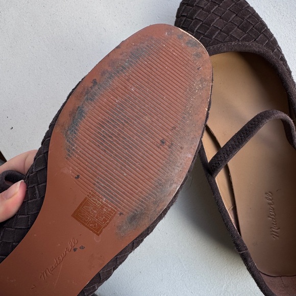 Madewell Greta Ballet Flats — Woven Suede Mary Jane Shoes in Dark Brown - Picture 2 of 4